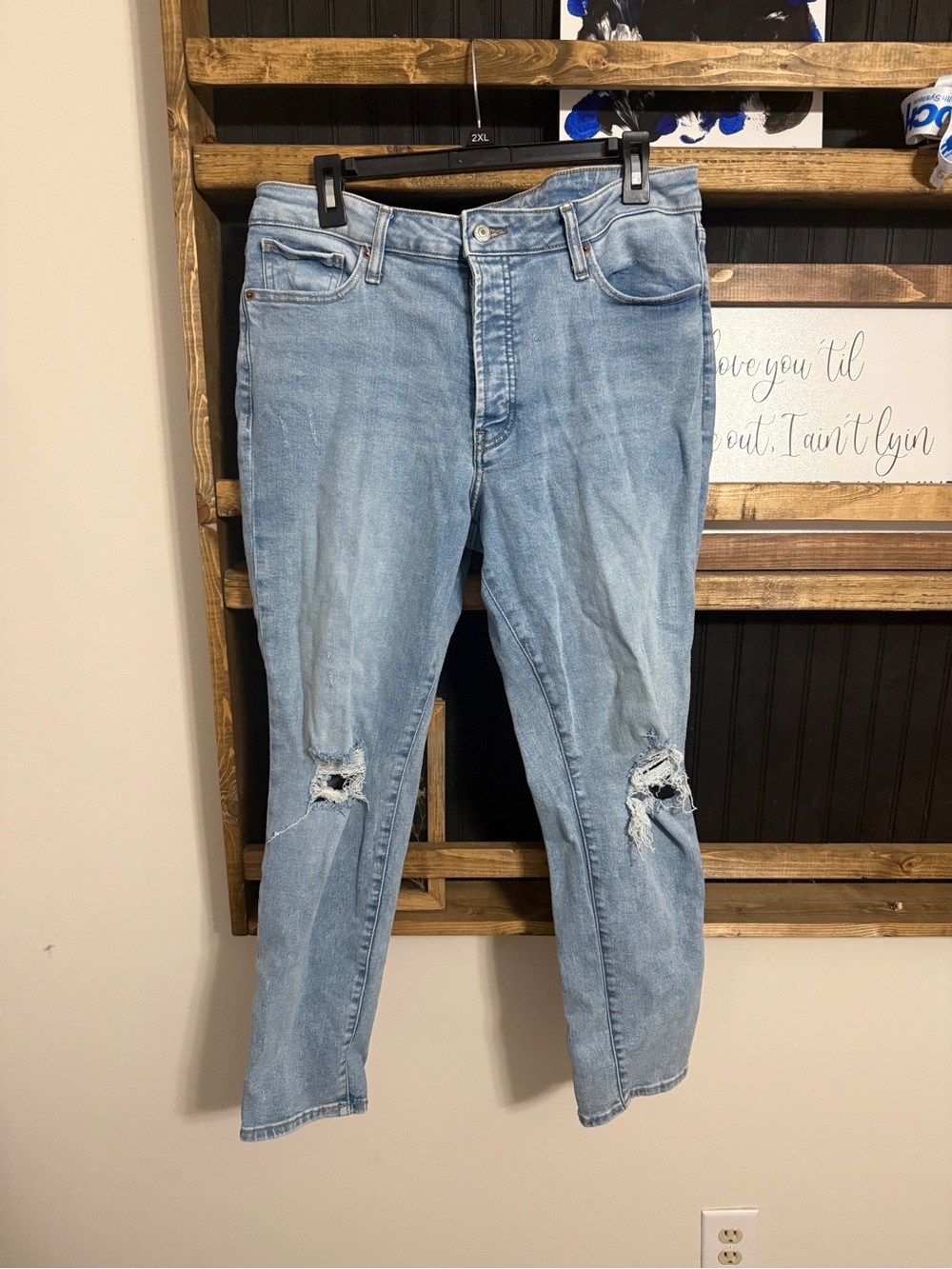 Old Navy Light Blue Distressed OG straight Jeans